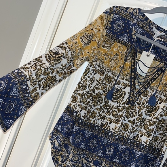 Lucky brand NWT boho hippie western lace up tassel blouse size small - Picture 3 of 9
